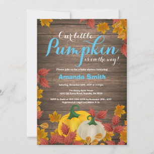 Invitation Rustic Fall Citrouille Boy Baby shower 