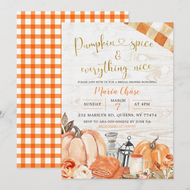 Invitation Rustic Fall Citrouille épices et tout Nice (Devant / Derrière)