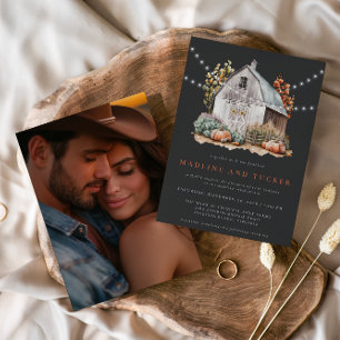 Invitation Rustic Fall Country Éclairage de la grange Mariage