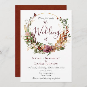 Invitation Rustic Fall Floral & Botanique Mariage