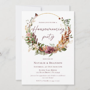 Invitation Rustic Fall Floral Houseécher Party
