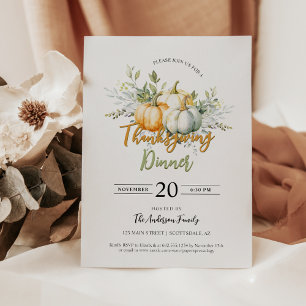 Invitation Rustic Fall Greenery Feuille Citrouille Thanksgivi