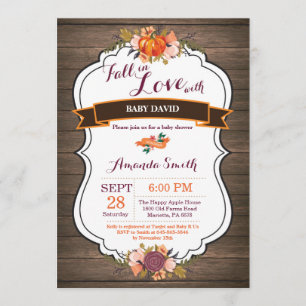 Invitation Rustic Fall in Love Citrouille Baby shower Invitat