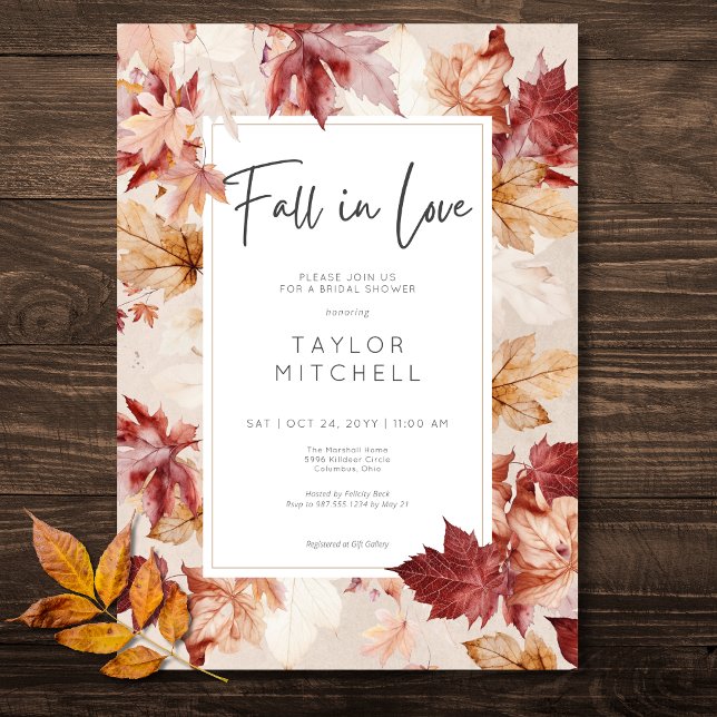 Invitation Rustic Fall In Love Fall Fête des mariées (Rustic Fall In Love Fall Cream Bridal Shower Invitation)