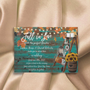 Invitation Rustic Fall in Love Perfect Blender Turquoise Mari