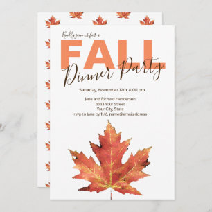 Invitation Rustic Fall Leaf Diner Party
