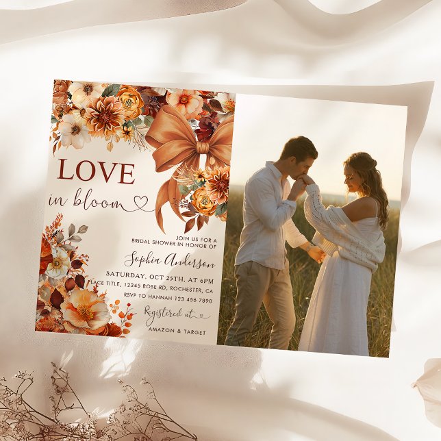 Invitation Rustic Fall Love In Bloom  Bridal Shower Photo  (Créateur téléchargé)