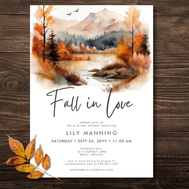 Invitation Rustic Fall Mountain Chute dans la Fête des mariée (Rustic Fall Mountain Fall In Love Bridal Shower Invitation)