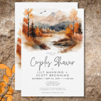 Rustic Fall Mountain Watercolor Couples Douche