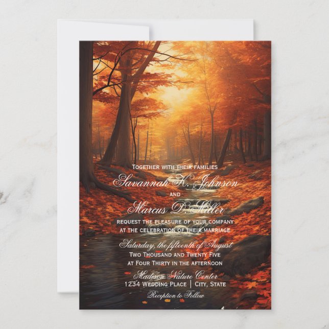 Invitation Rustic Fall quitte Automne Mariage Nature (Devant)