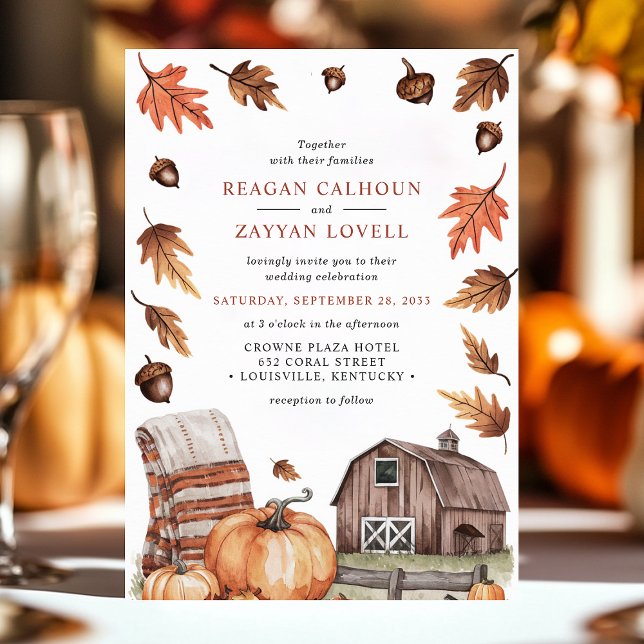 Invitation Rustic Fall quitte Barn Mariage (Créateur téléchargé)