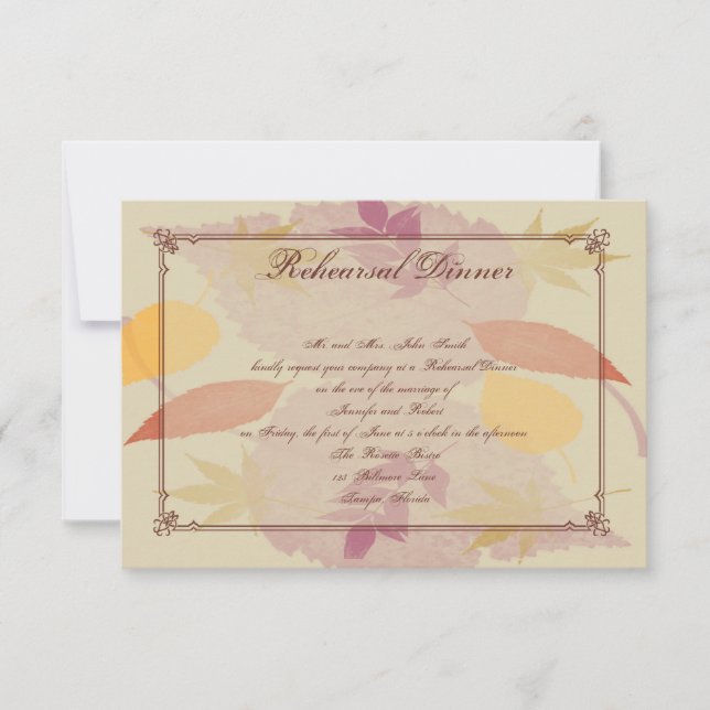 Invitation Rustic Fall quitte Mariage Insert Rehearer Dîner (Devant)