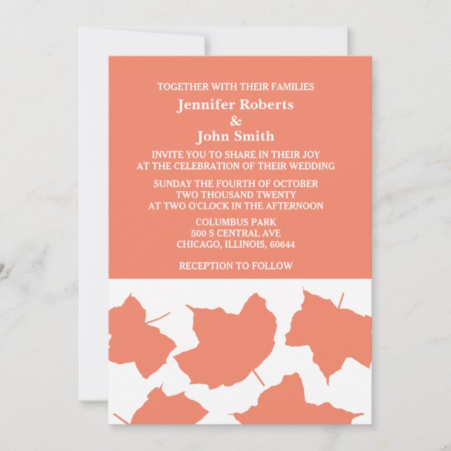 Invitation Rustic Fall quitte Saumon Orange Mariage campagnar (Devant)