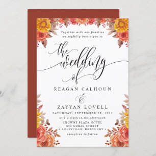 Invitation Rustic Fall Terracotta Floral Mariage