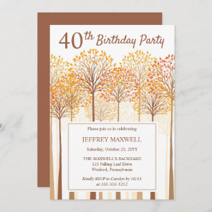 Invitation Rustic Fall Trees Terracotta 40e fête d'anniversai