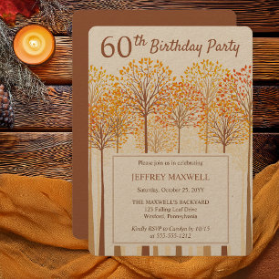 Invitation Rustic Fall Trees Terracotta 60e fête d'anniversai