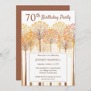 Invitation Rustic Fall Trees Terracotta 70e fête d'anniversai