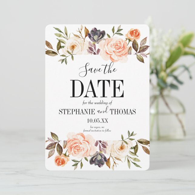 Invitation Rustic Fall Watercolor Enregistrer la date Invitat (Debout devant)
