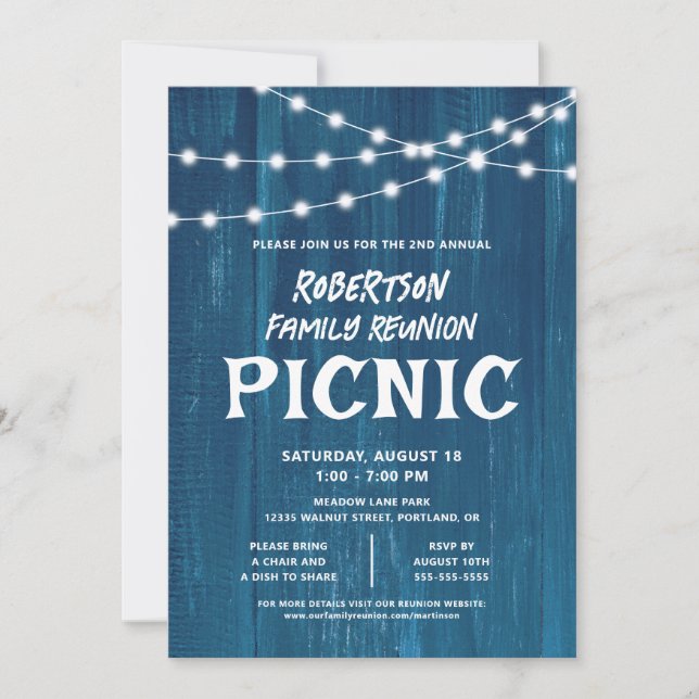 Invitation Rustic Family Reunion Picnic (Devant)