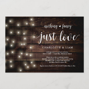 Invitation Rustic Farm String Light, Mariage Elopement Party