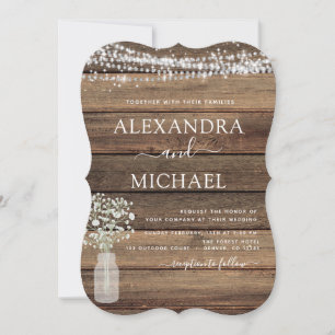 Invitation Rustic Farmhouse Baby's Breath Jar Mariage