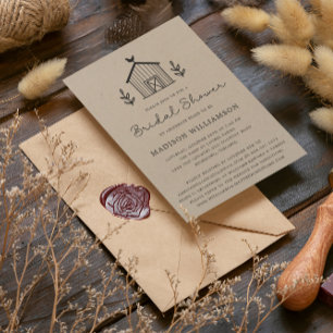 Invitation Rustic Farmhouse Barn Script QR code Fête des mari