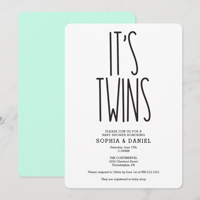 Invitation Rustic Farmhouse C'est Twins Baby shower Invitatio (Devant / Derrière)