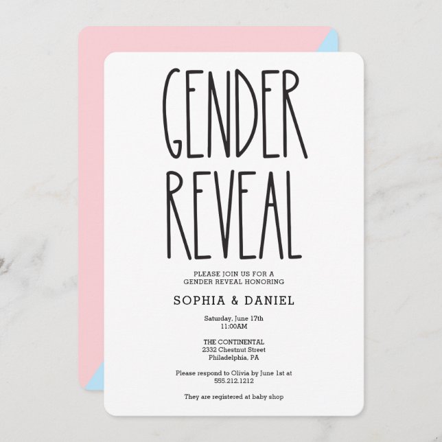 Invitation Rustic Farmhouse Genre Reveal Baby shower Invitati (Devant / Derrière)