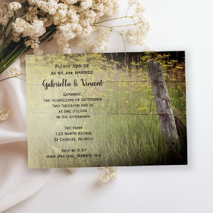 Invitation Rustic Fence Post et Mariage campagnard Fleur sauv