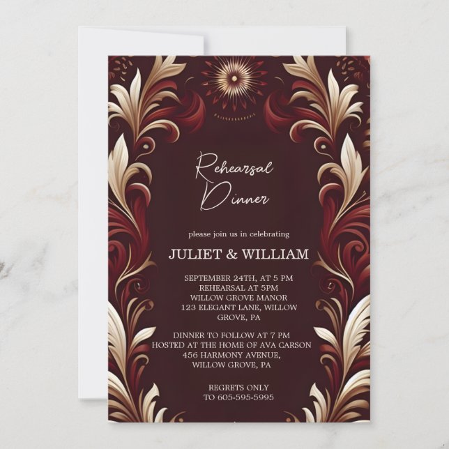 Invitation Rustic Fiesta Floral Rose Dîner de répétition espa (Devant)