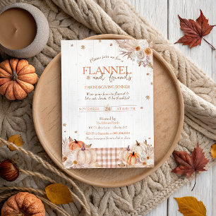 Invitation Rustic Flannel et amis Thanksgiving Party