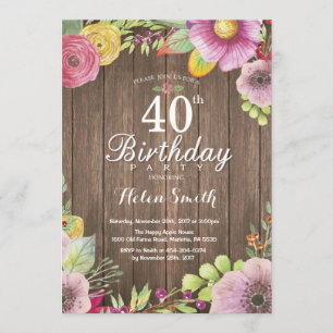 Invitation Rustic Floral pour les femmes