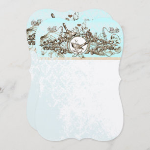 Invitation Rustic Forest Birds Bronze Scroll Mariage