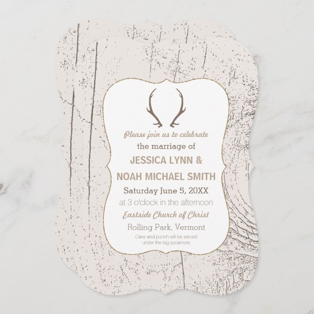 Invitation Rustic Forest et Barn Wood Mariage (Devant / Derrière)