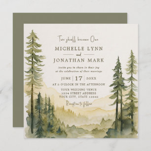Invitation Rustic Forest Evergreens Mariage chrétien
