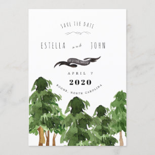 Invitation Rustic Forest Mountain Sauvez la date Mariage