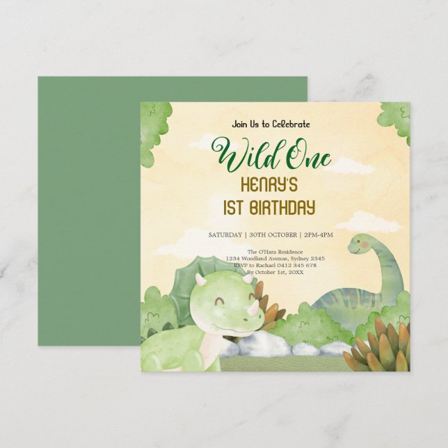 Invitation Rustic Forest Woodland Animals Wild One Birthday (Devant / Derrière)