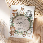Invitation Rustic Forest Woodland Animals Wild One Birthday<br><div class="desc">Celebrate your little boy's special milestone with this wonderful woodland-themed 1st birthday Invite. The design feobjets a group of adorable forest animals and botanical greenery éléments.</div>