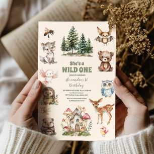 Invitation Rustic Forest Woodland Animals Wild One Birthday