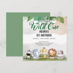 Invitation Rustic Forest Woodland Animals Wild One Birthday