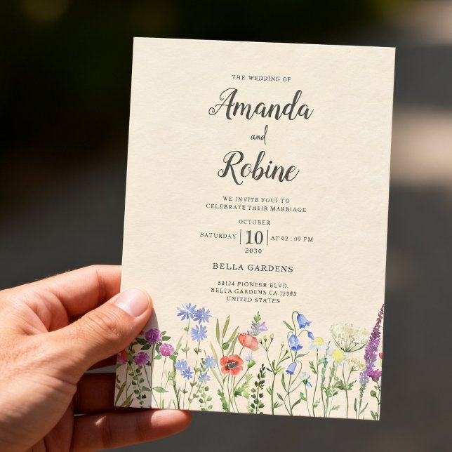 Invitation Rustic Garden Floral Wildflower Wedding (Créateur téléchargé)