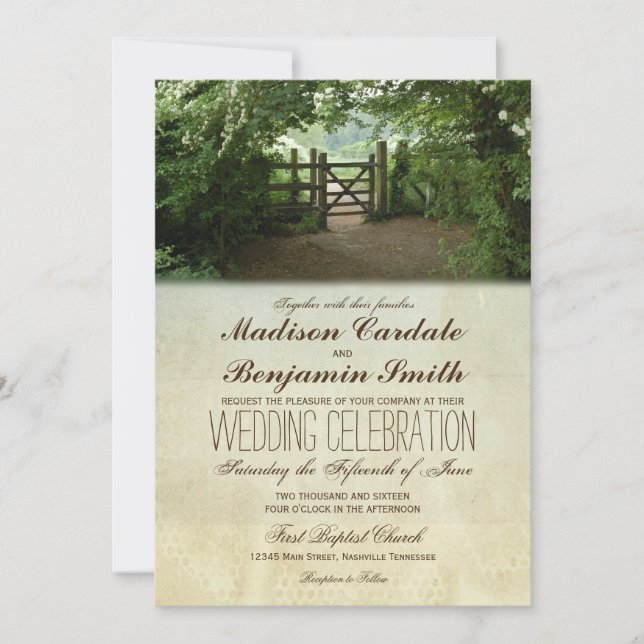 Invitation Rustic Gate Nature Trail Mariages campagnards Invi (Devant)