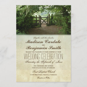 Invitation Rustic Gate Nature Trail Mariages campagnards Invi
