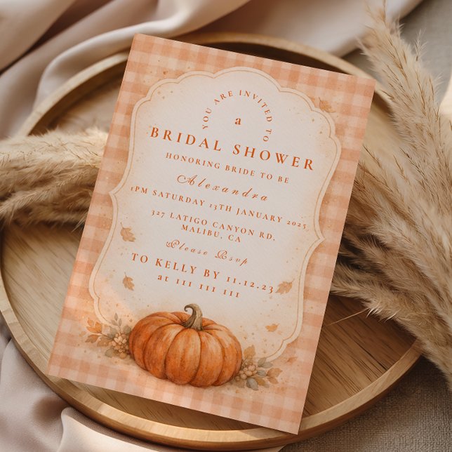 Invitation Rustic Gingham Pumpkin Bridal Shower (Créateur téléchargé)
