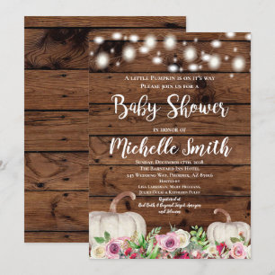 Invitation Rustic Girl Citrouille Fall Greeney Baby shower ro