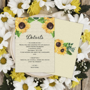 Invitation Rustic Golden Sunflowers Détails du Mariage