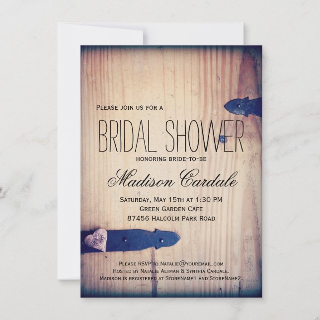 Invitation Rustic Grange Bois Latte de douche nuptiale Invita (Devant)