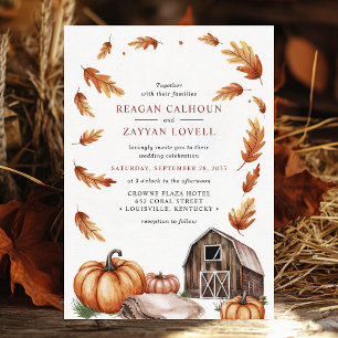 Invitation Rustic Grange Citrouilles Automne quitte Mariage d