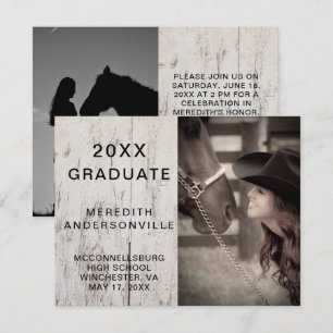 Invitation Rustic Grange Wood Deux photos Célébration de la g