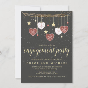Invitation Rustic Grapevine et Heart Winter Engagement Party